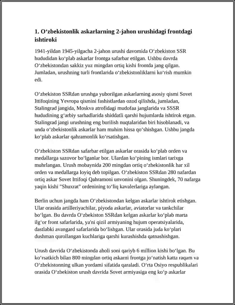 OZBEKISTON 2 JAHON URISHI YILLARIDA 3