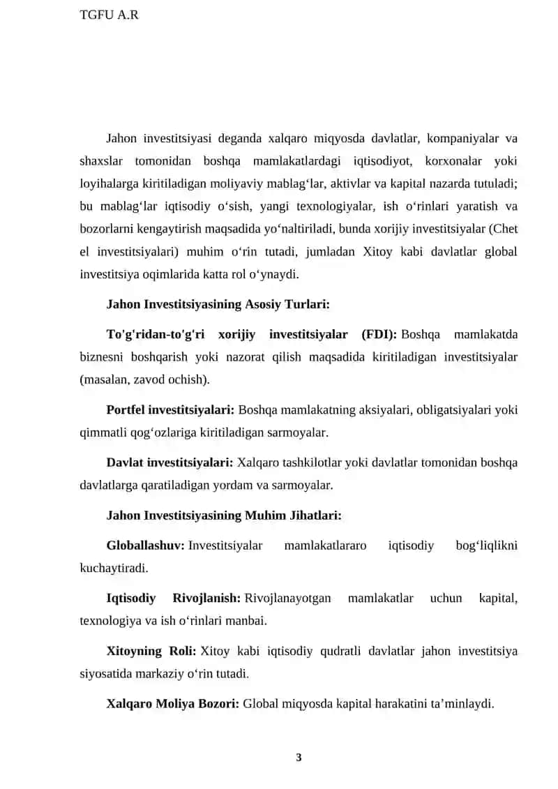Jahon investitsiyasi bozorining amerika sigmenti 3