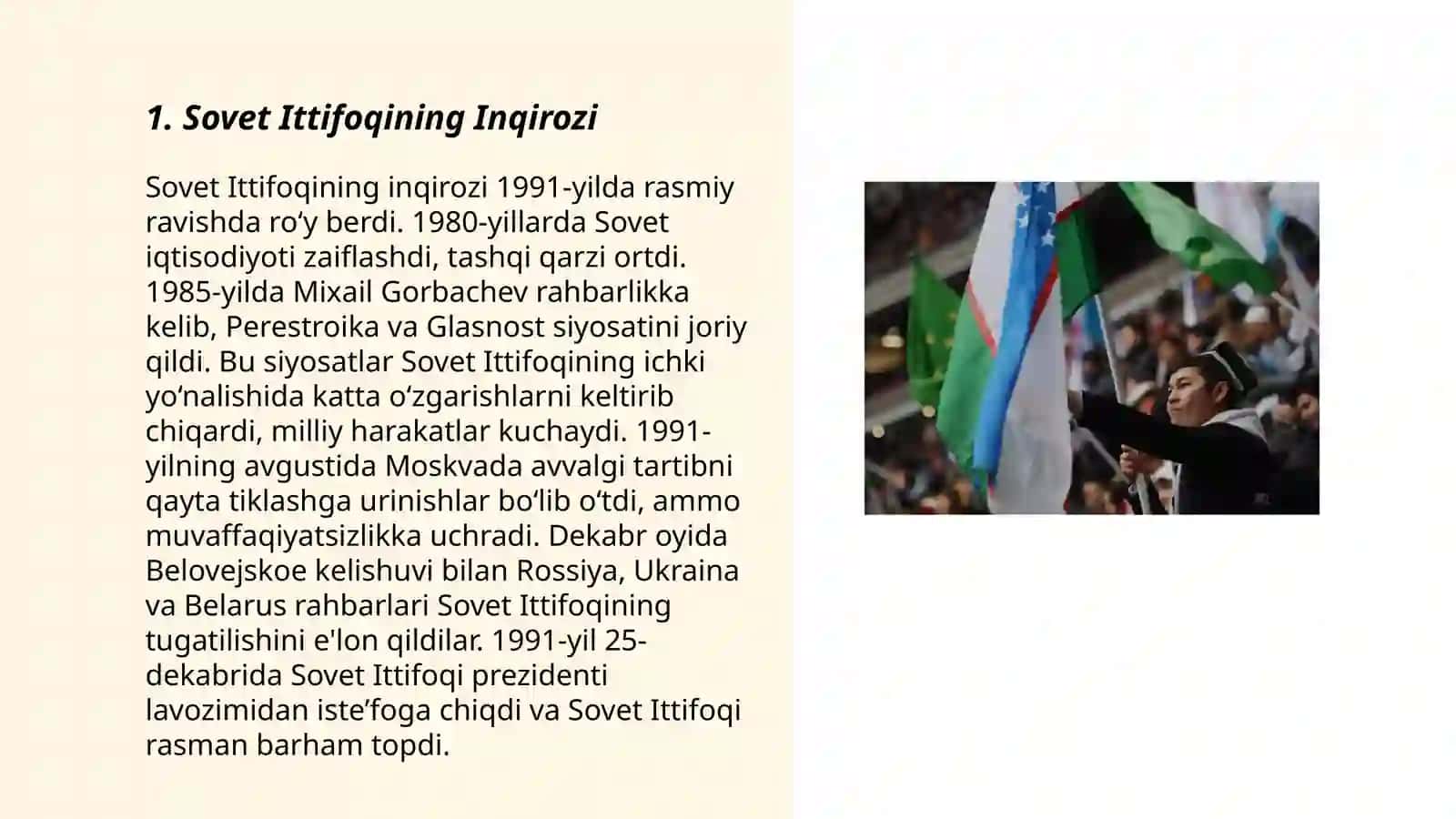 Mustaqil O'zbekiston Respublikasining tashkil topishi va uning tarixiy ahamiyati 3
