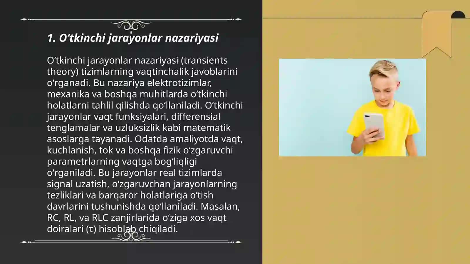 Oʻtkinchi jarayonlarni hisoblashning operator usuli 3