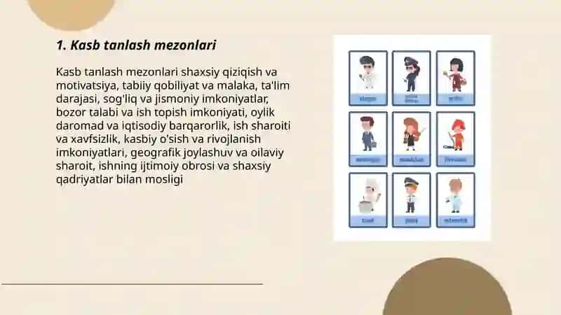 Kasb tanlash mezonlari 3