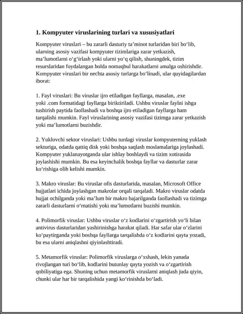 VIRUSLAR VA ANTIVIRUS DASTURLARI. ARXIVLASH DASTURLARI 3