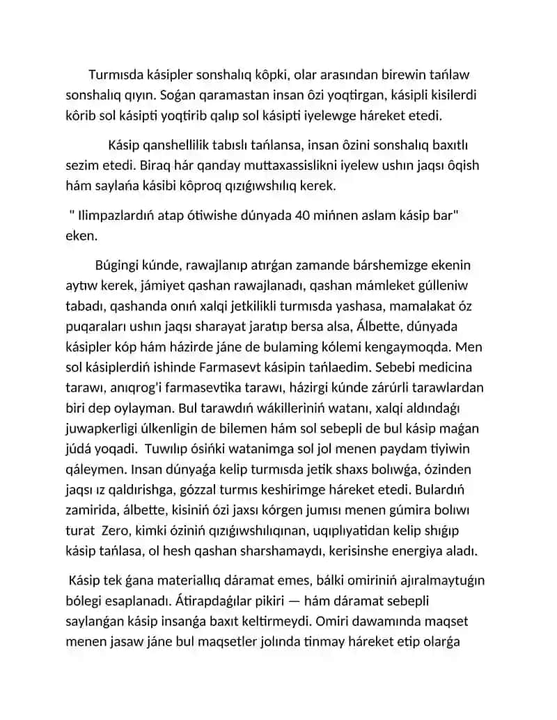 Kásipim maqtanıwım 3