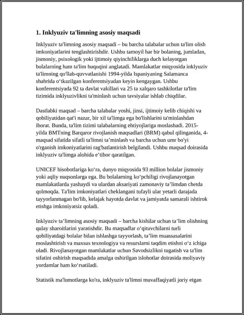 INKLYUZIV TA'LIMNING MAQSADI VA VAZIFALARI 3