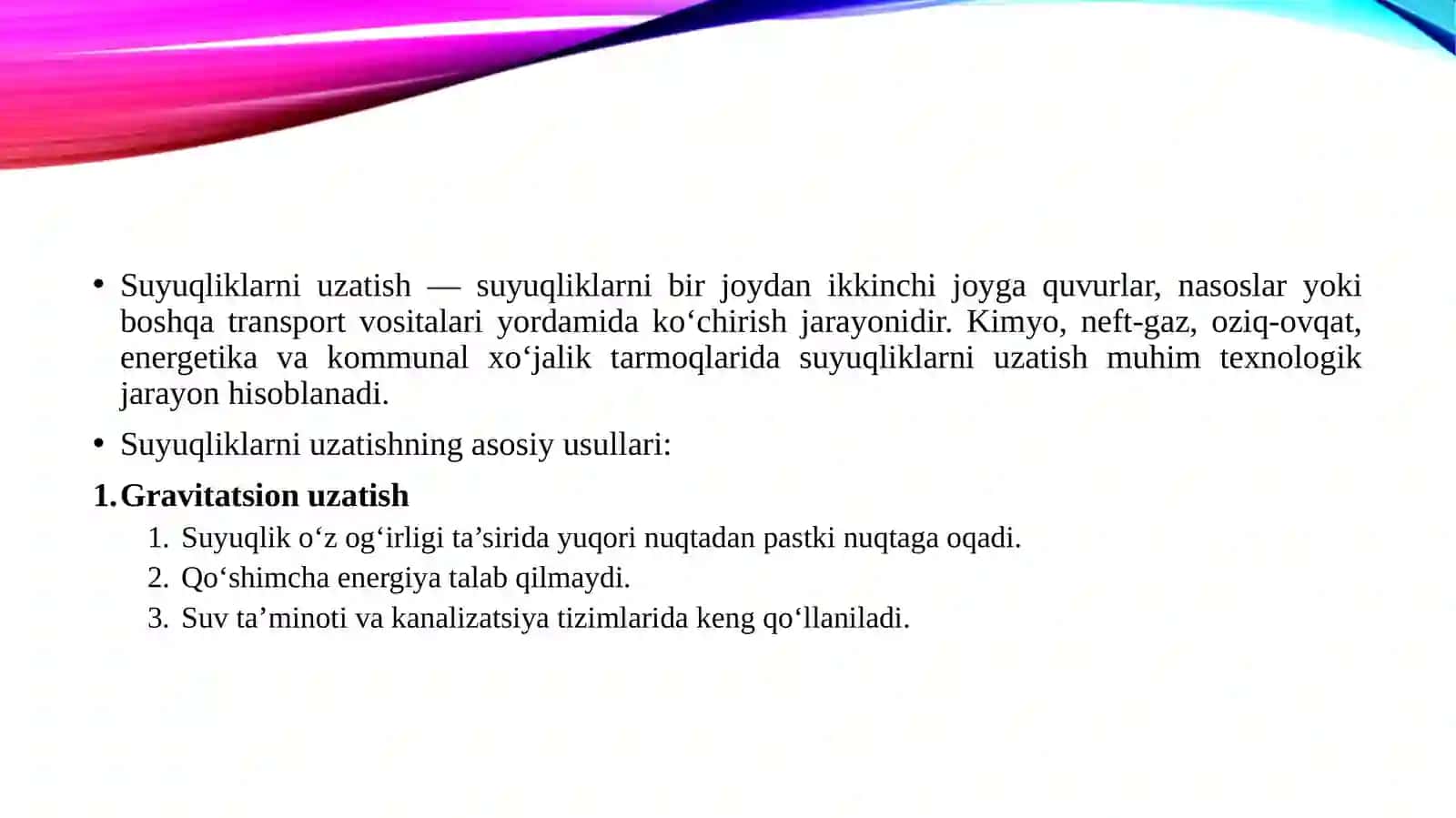 Suyuqliklarni uzatish 3