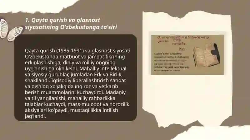 Qayta qurish va glasnost siyosatining O'zbekistonga ta'siri 3