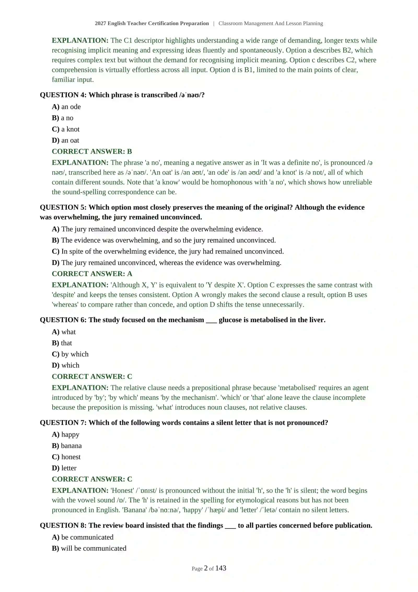 2027 English Teacher Certification Preparation | Classroom Management And Lesson Planning 3