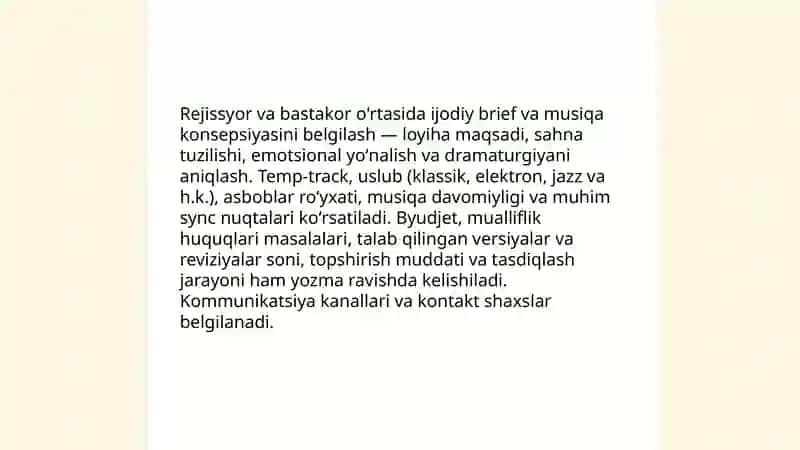 Rejissiyorning bastakor bilan ishi 3