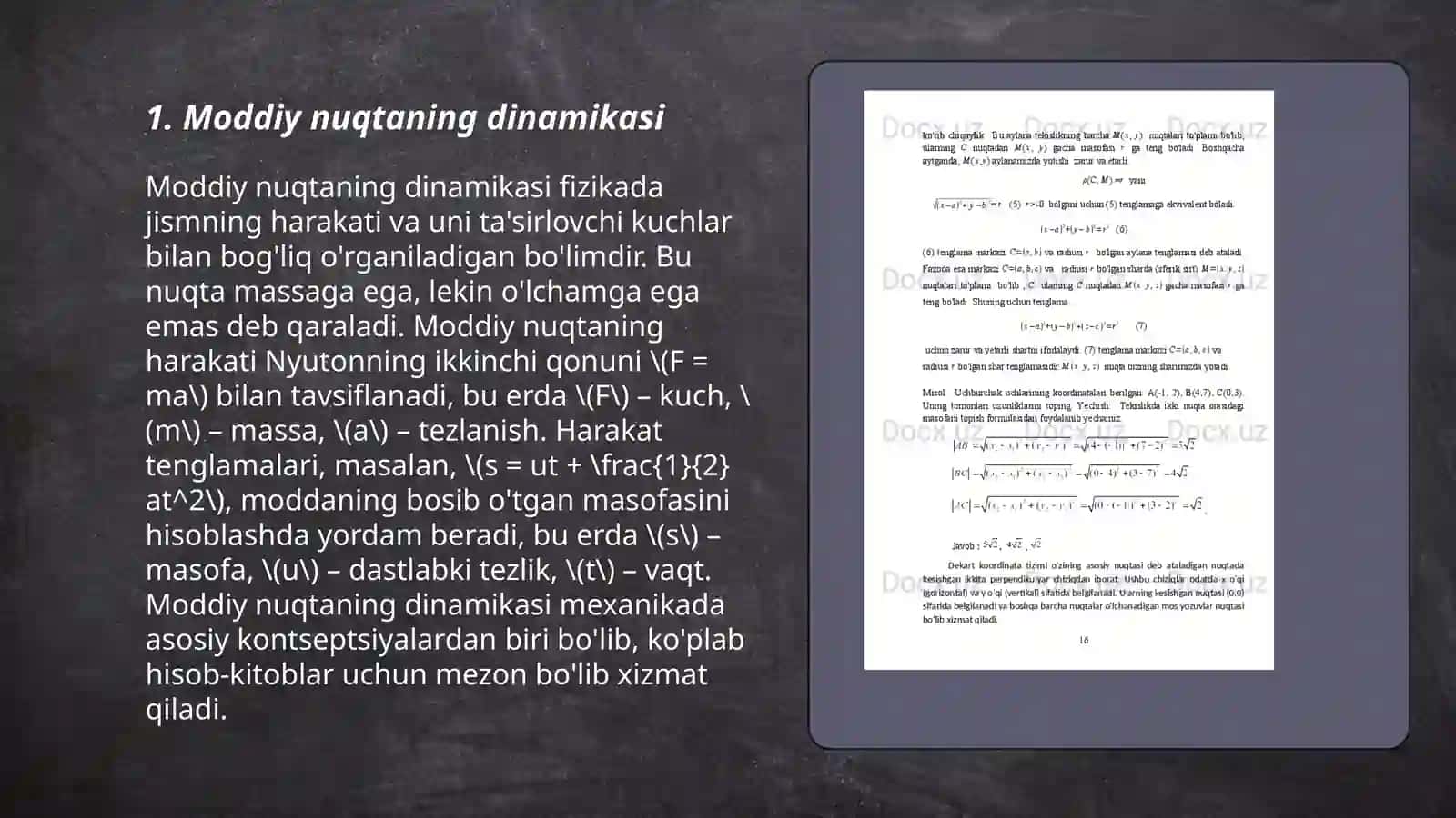 Moddiy nuqtaning aylana boʻylab harakati 3