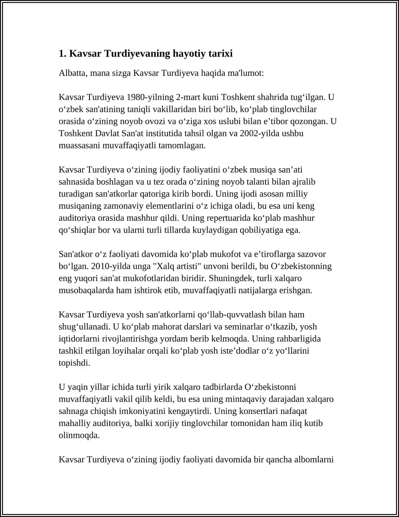 KAVSAR TURDIYEVA HAYOTI VA IJODIY FAOLIYATI 3
