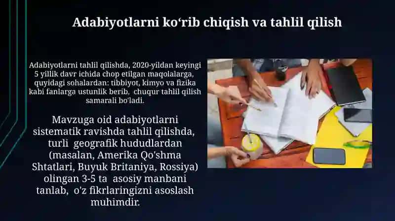 Adabiyotlarni koʻrib chiqish va tahlil qilish 3