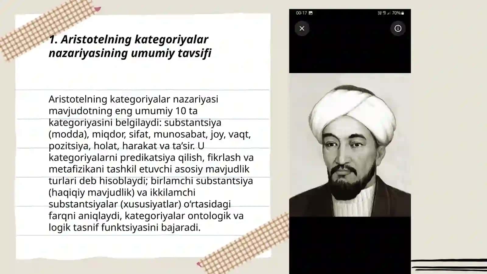 Aristotelning kategoriyalar nazariyasi 3