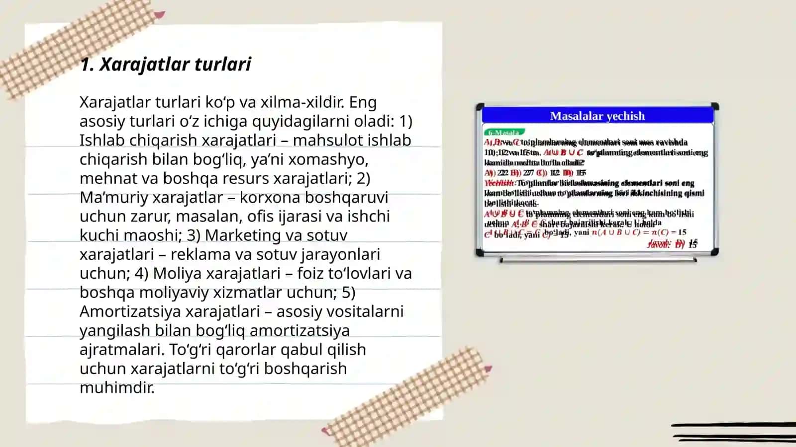 Xarajatlar hisobi va tannarx hisoblash usullari 3
