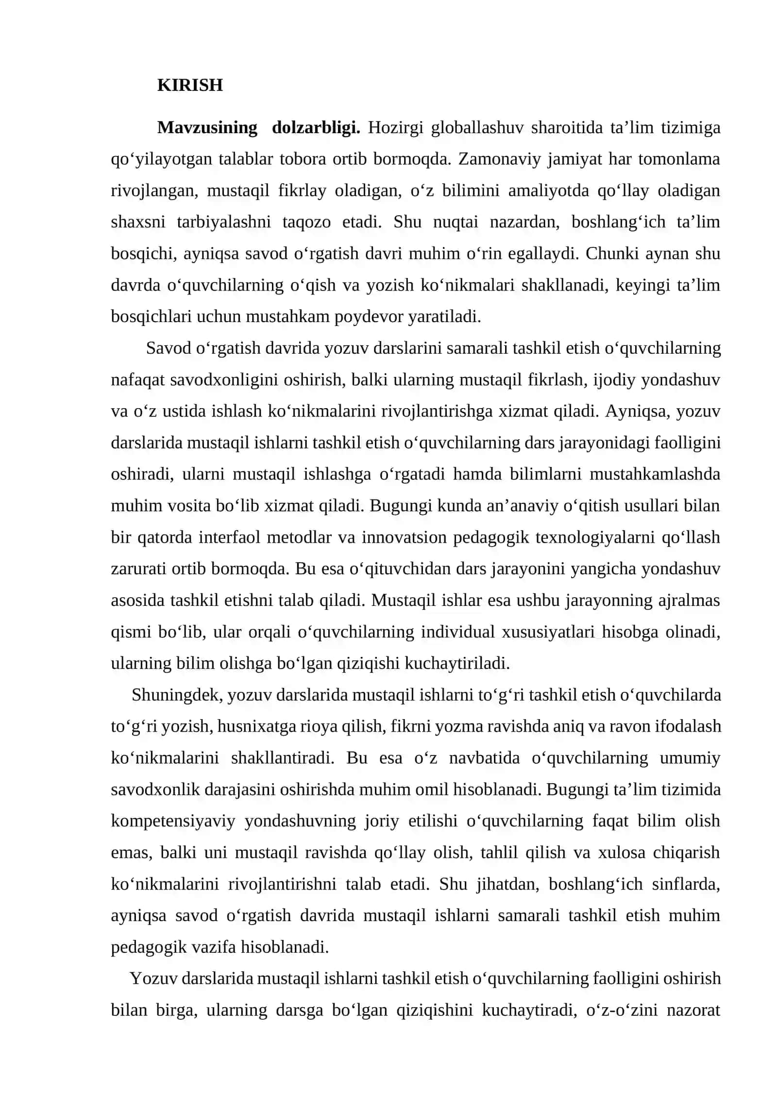 “Savod o‘rgatish davri yozuv darslarida mustaqil ishlarni tashkil etish” 3