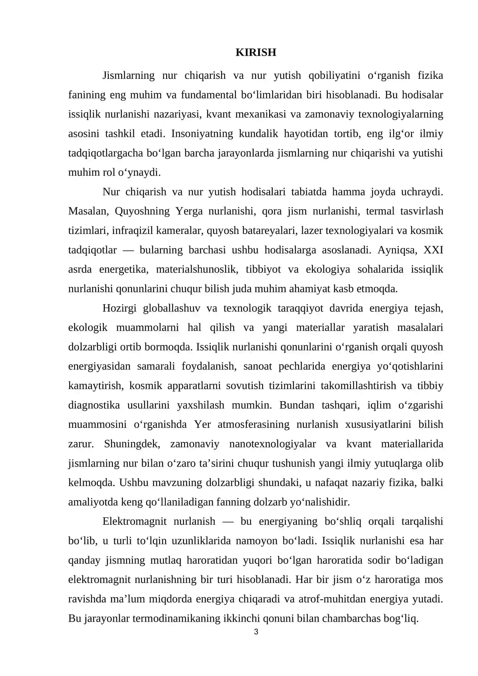Jismlarning nur chiqarish va nur yutish qobiliyatini o‘rganish 3