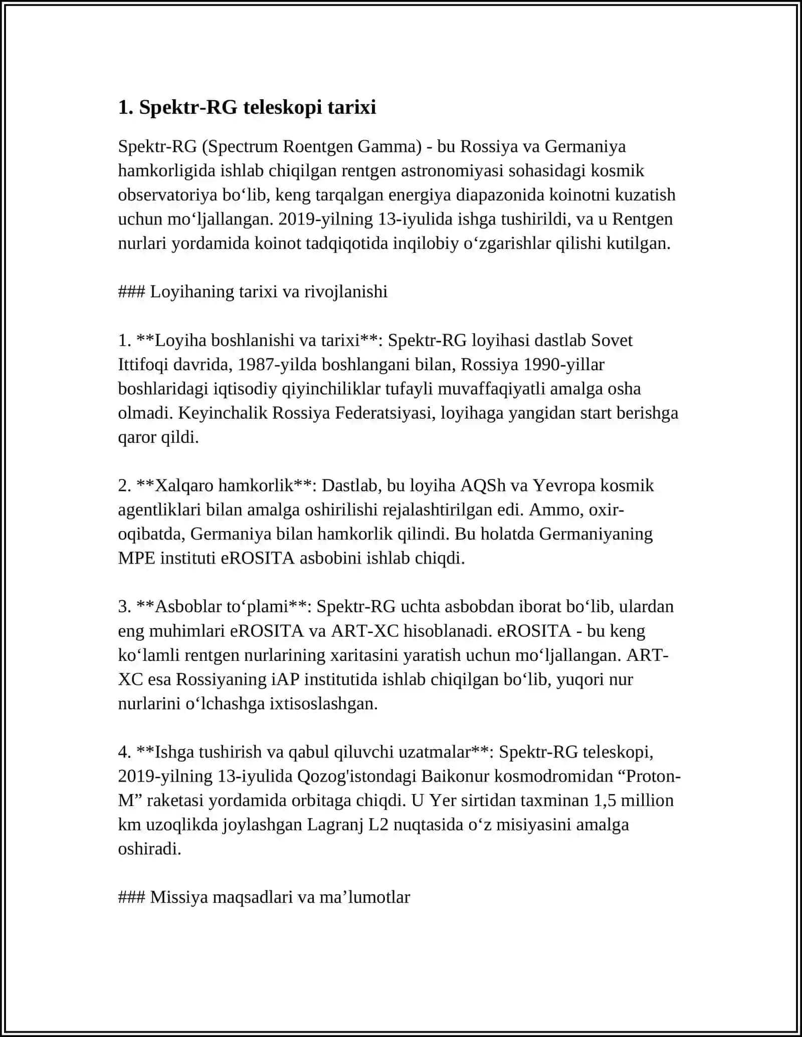 SPEKTR -RENTGEN-GAMMA TELESKOPI 3
