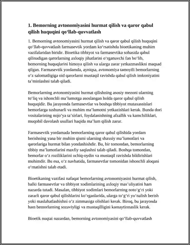 Farmasevtik Yordam Korsatishda Bioetikaning Vazifalari 3
