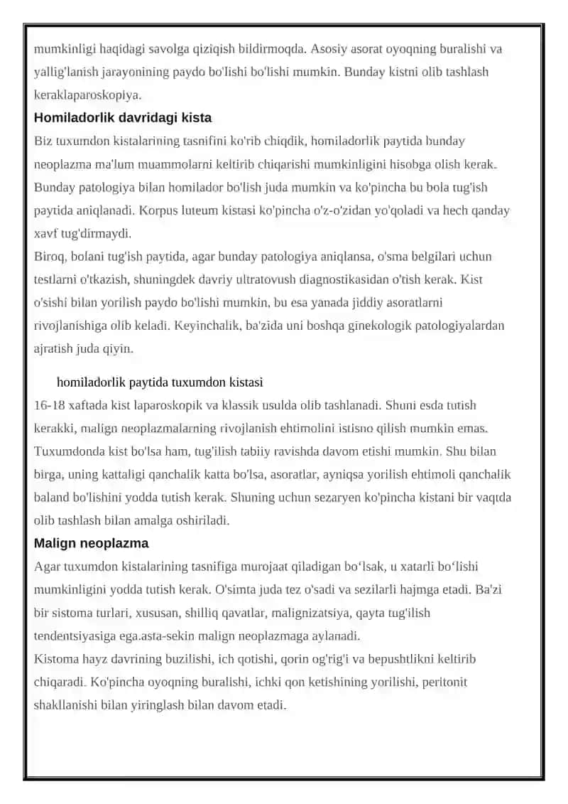 Tuxumdon kistasi va kistomasi 3