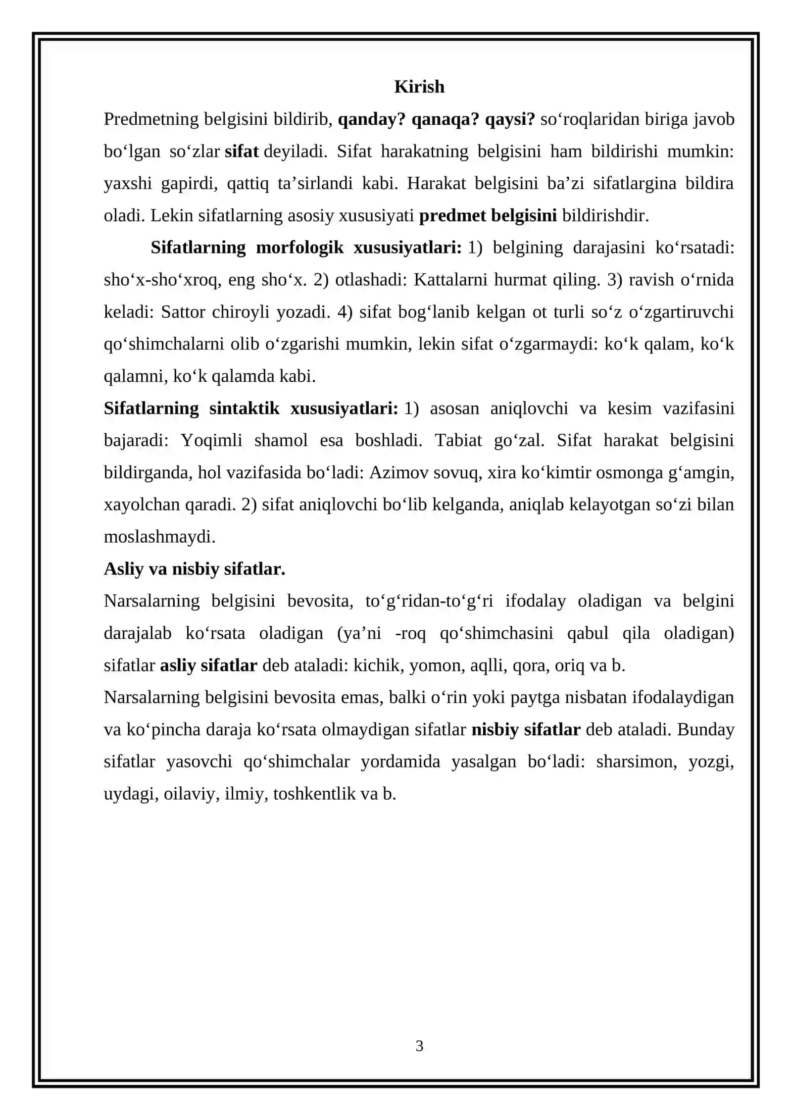 O‘ZBEK TILIDA SIFATLARNING MA’NOVIY GURUHLARI 3