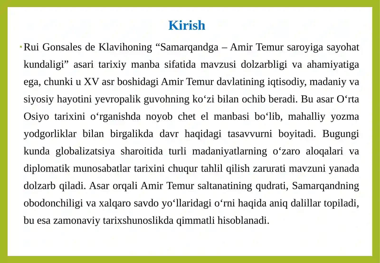 Rui Gonsales de Klavihoning “Samarqandga – Amir Temur saroyiga sayohat kundalig 3