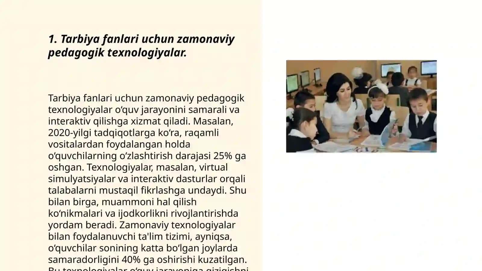 TARBIYA FANINI O'QITISHDA PEDAGOGIK TEXNOLOGIYALARDAN FOYDALANISH 3