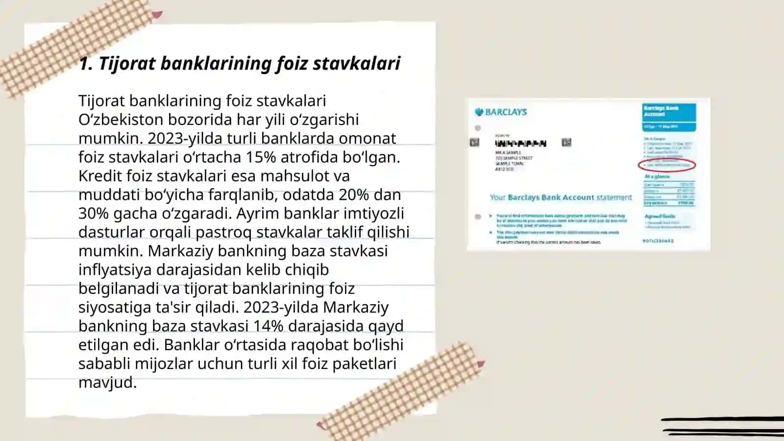 Tijorat banklarining foiz siyosati va hisobi 3