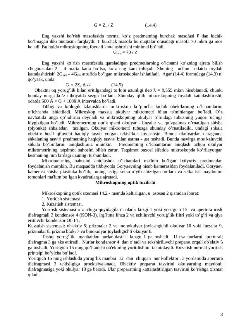 Optik mikroskopning tuzilishi va ishlash printsipini o’rganish 3