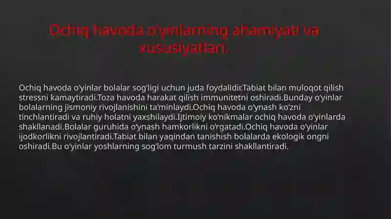Ochiq havoda o‘yinlar tashkilotish 3
