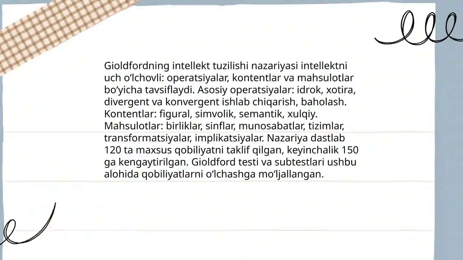 Gioldford testi va subtestlari 3