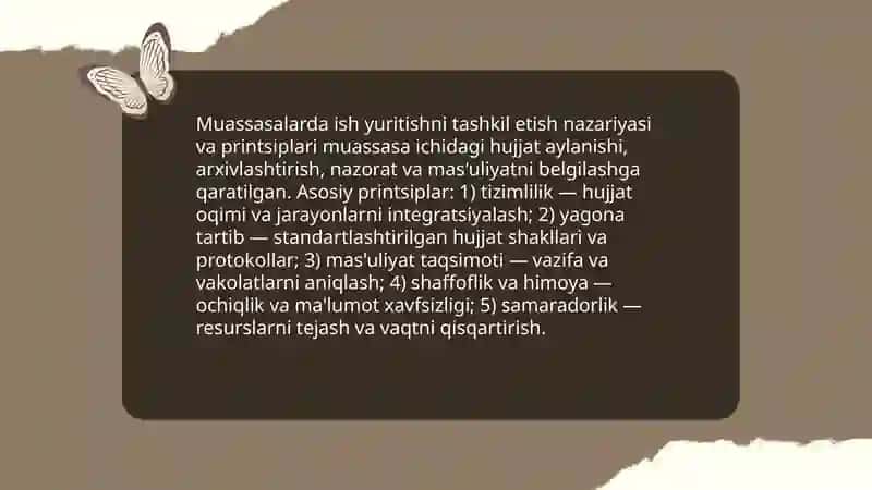 Muassasalarda ish yuritishni tashkil etish texnologiyalari 3