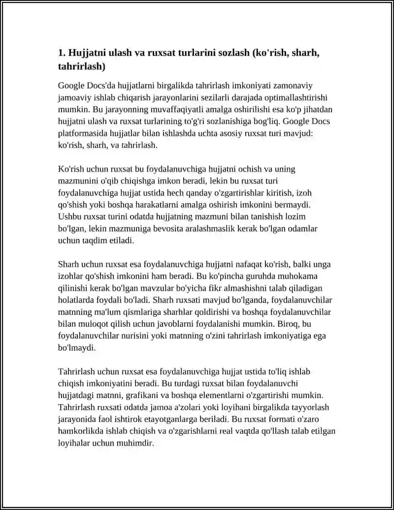 GOOGLE DOESDA HUJJATNI BIRGALIKDA TAHRIRLASH 3