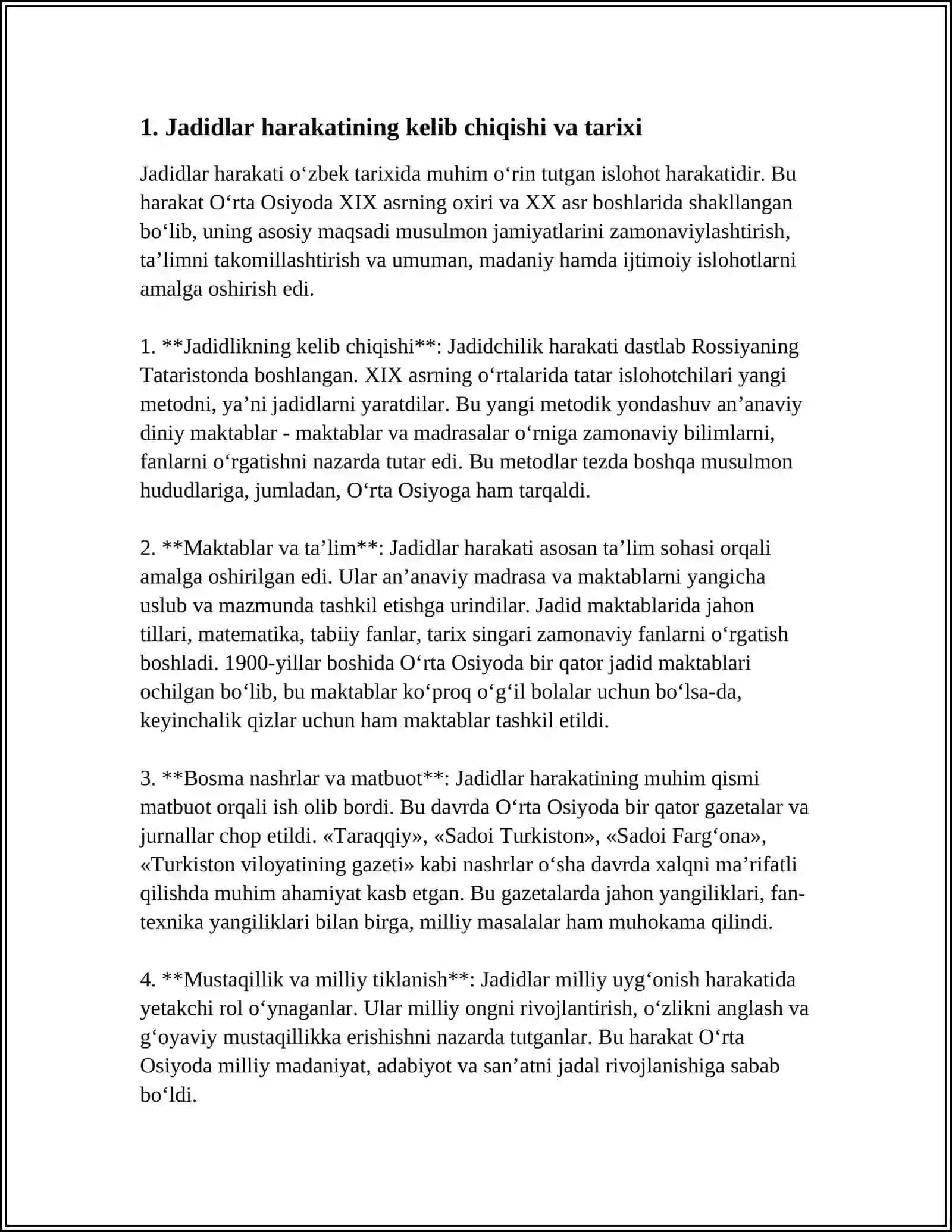 JADIDLAR, MILLIY OʻZLIK, ISTIQLOL VA DAVLATCHILIK 3