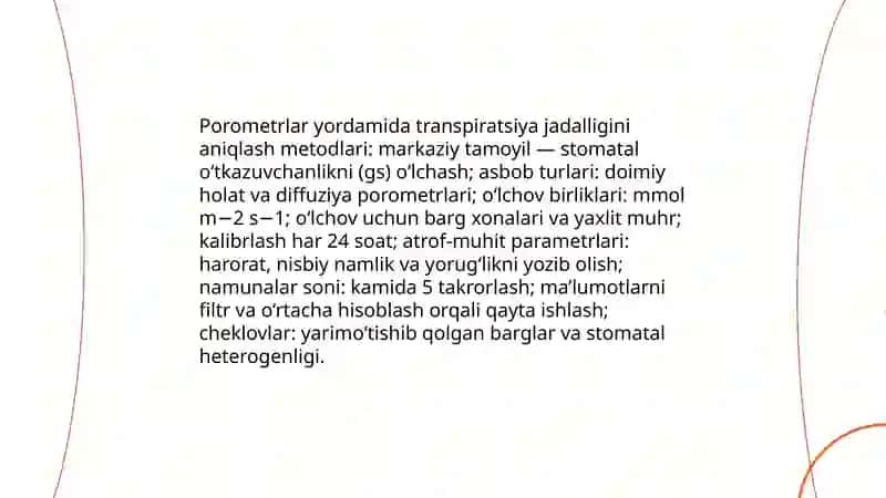 Transpiratsiya jadalligini aniqlashda zamonaviy asbob uskunalardan foydalanish 3