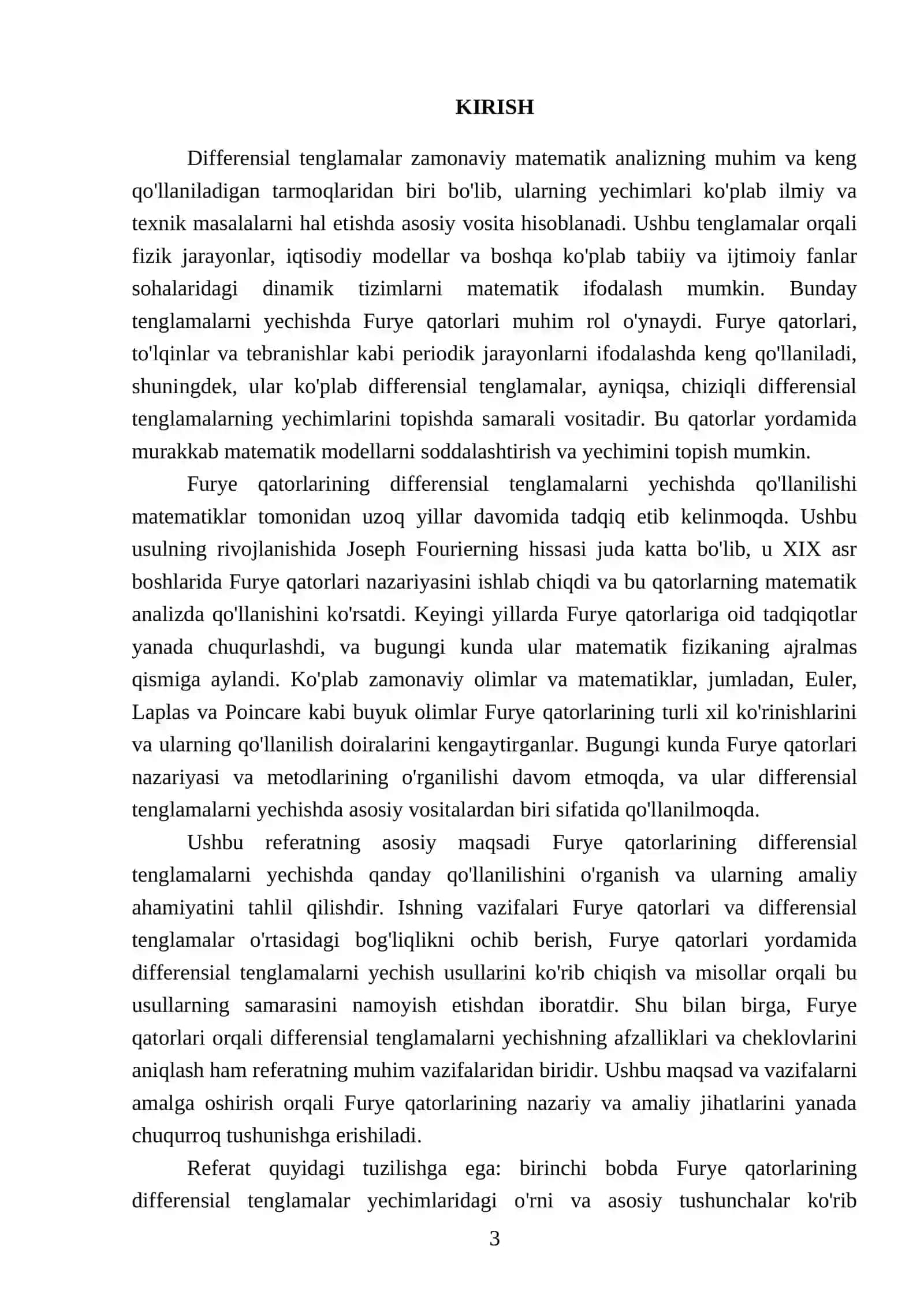 Differensial tenglamalarni yechishda Furye qatorlarining qoʼllanilishi 3