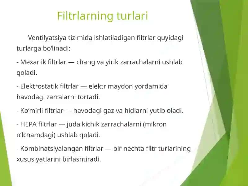 Ventilyatsiya tizimida foydalaniladigan filtrlar 3