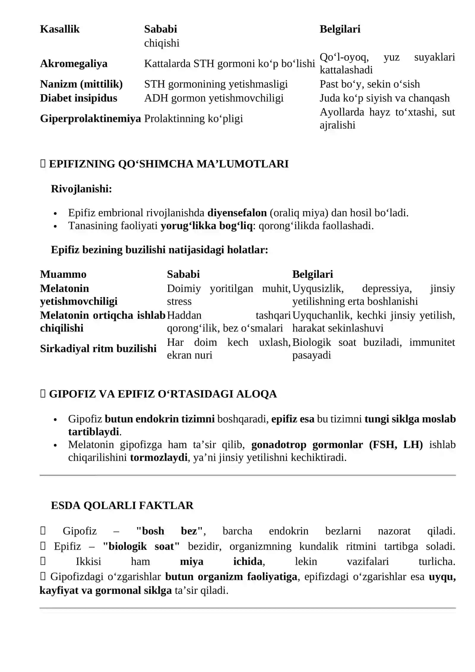 Gipofiz, epifiz tuzulishi 3