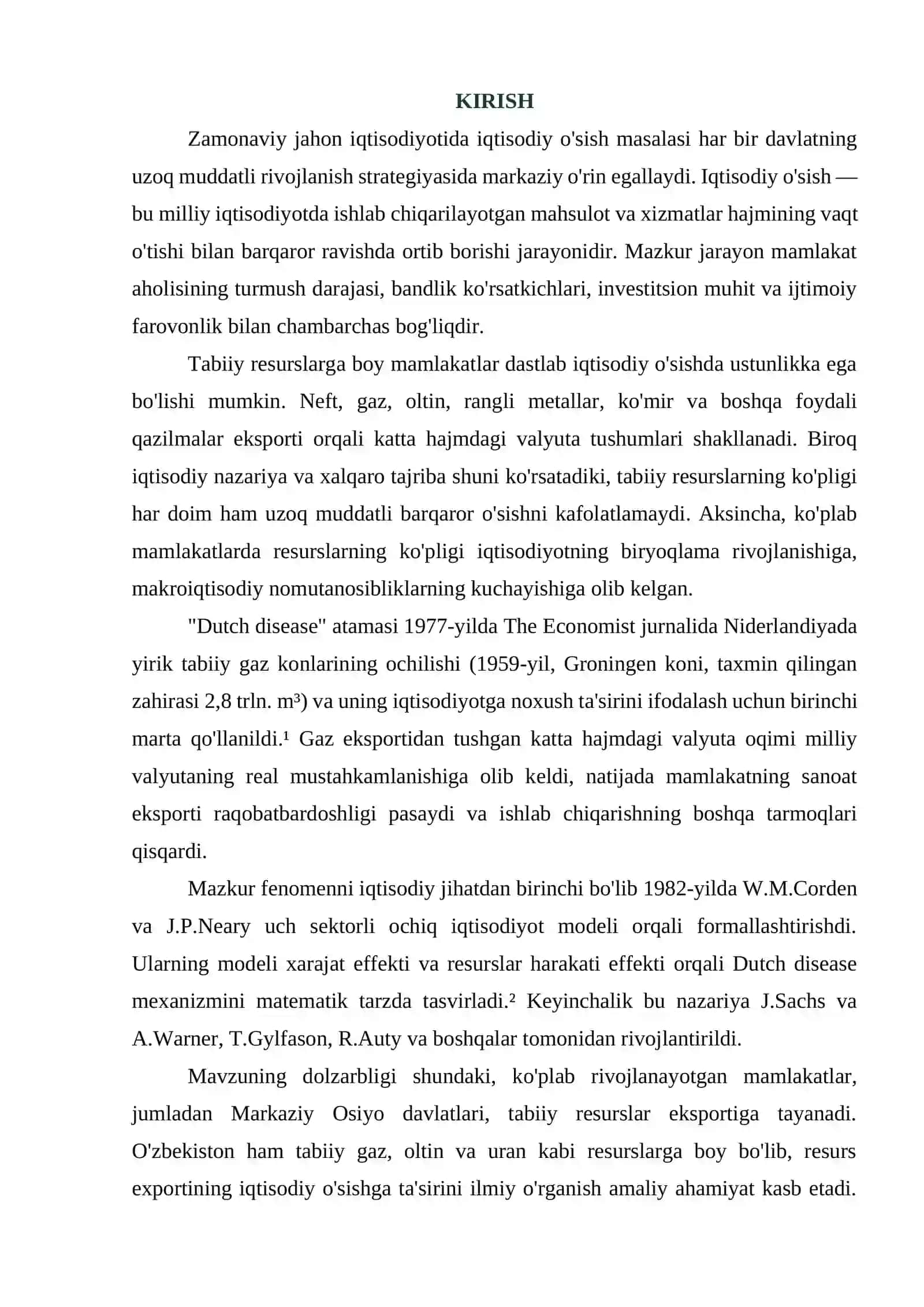 IQTISODIY O'SISH VA TABIIY RESURSLAR: DUTCH DISEASE DINAMIKASI 3