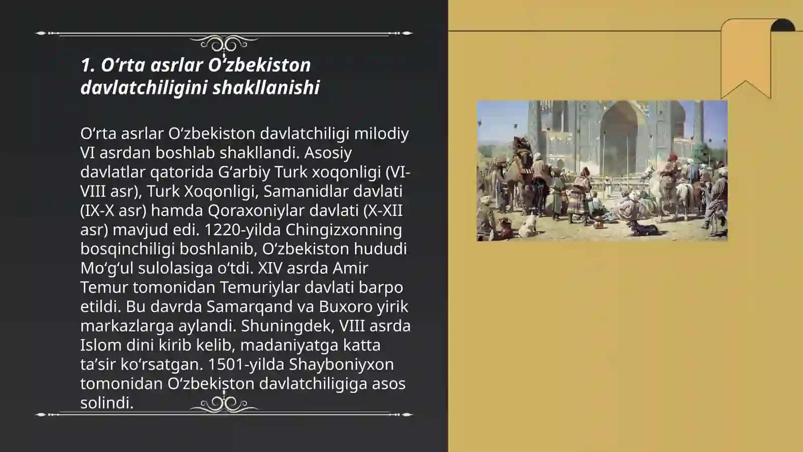 O‘zbek davlatchiligi tarixi: O‘rta asrlar davlatchiligi va ularning ijtimoiy-iqtisodiy rivojlanishi 3