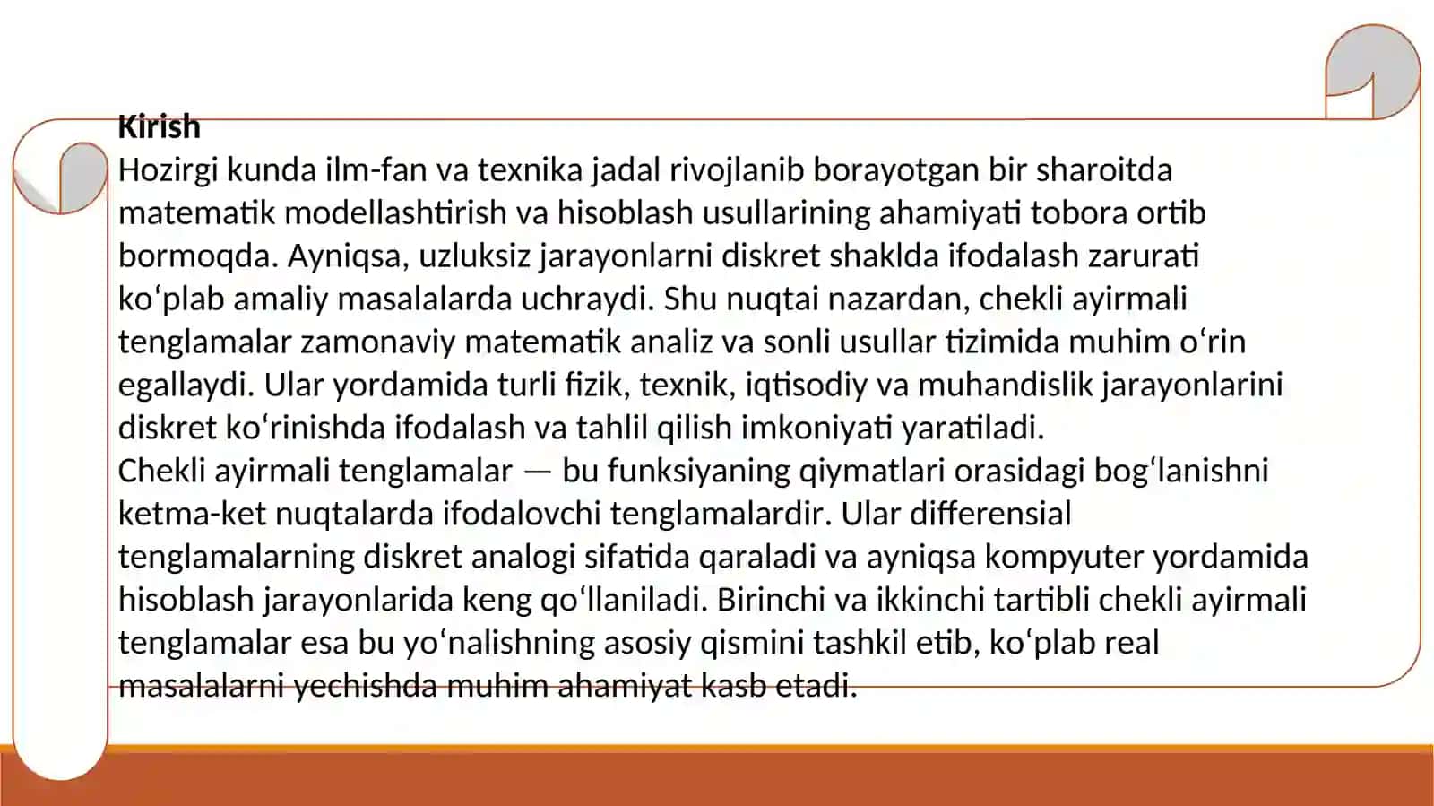 Birinchi va ikkinchi tartibli chekli ayirmali tenglamalar. 3