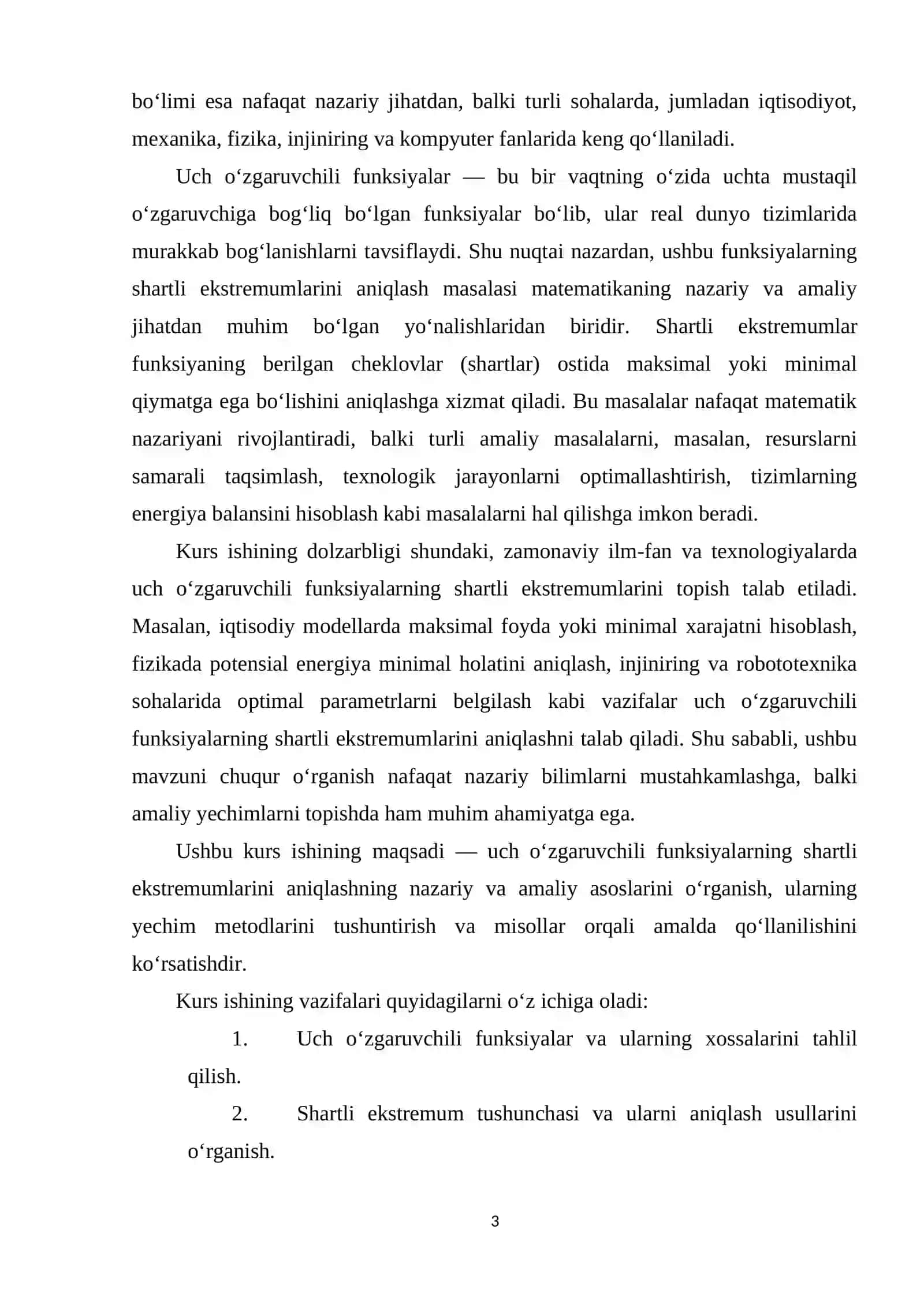 UCH O'ZGARUVCHILI FUNKSIYANING SHARTLI EKSTREMUMLARI 3