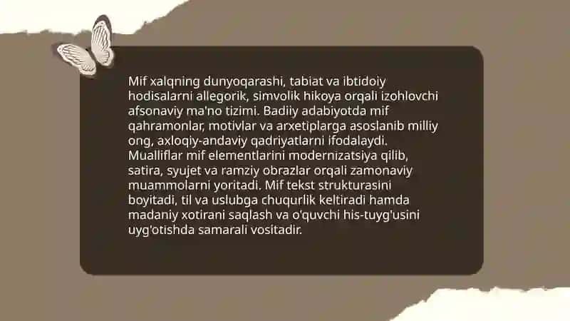 Mif va badiiy adabiyot namunalari 3