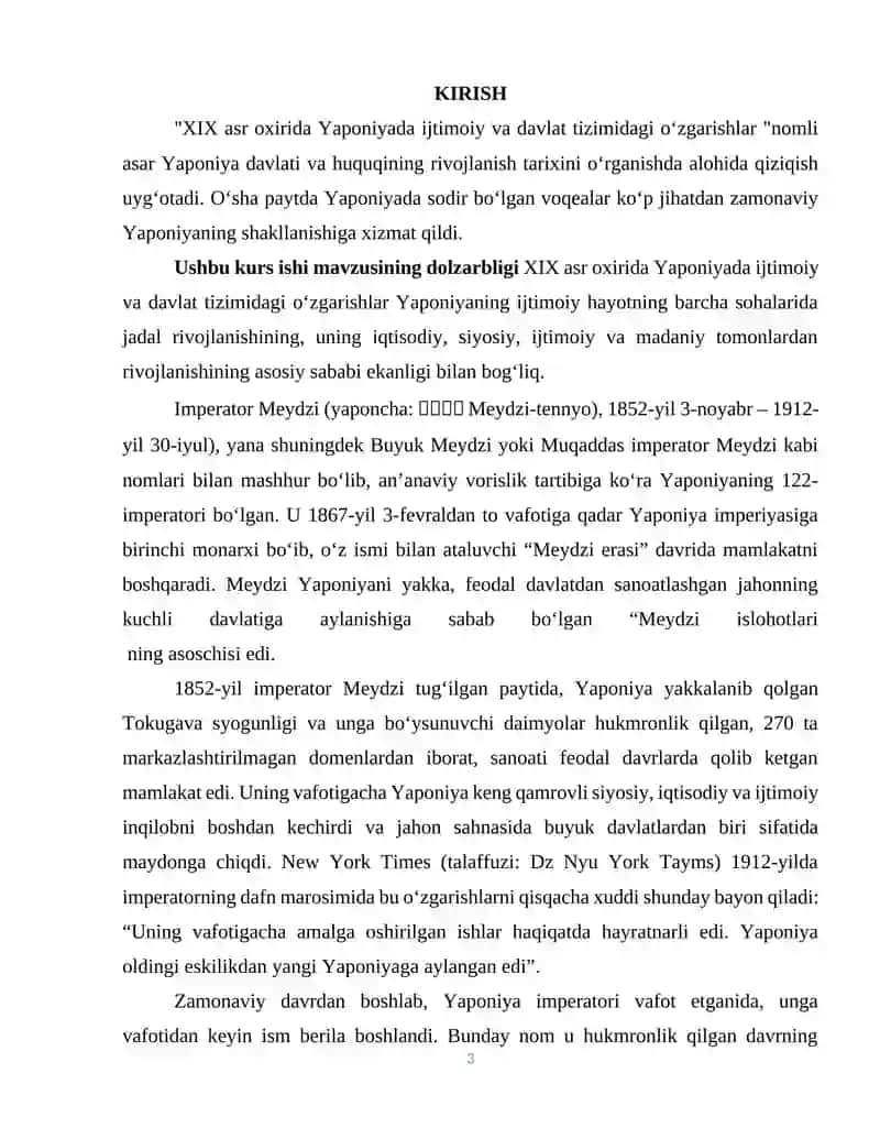 YAPONIYA MEYDZI TIKLANISH DAVRIDA. ISLOHOTLAR 3