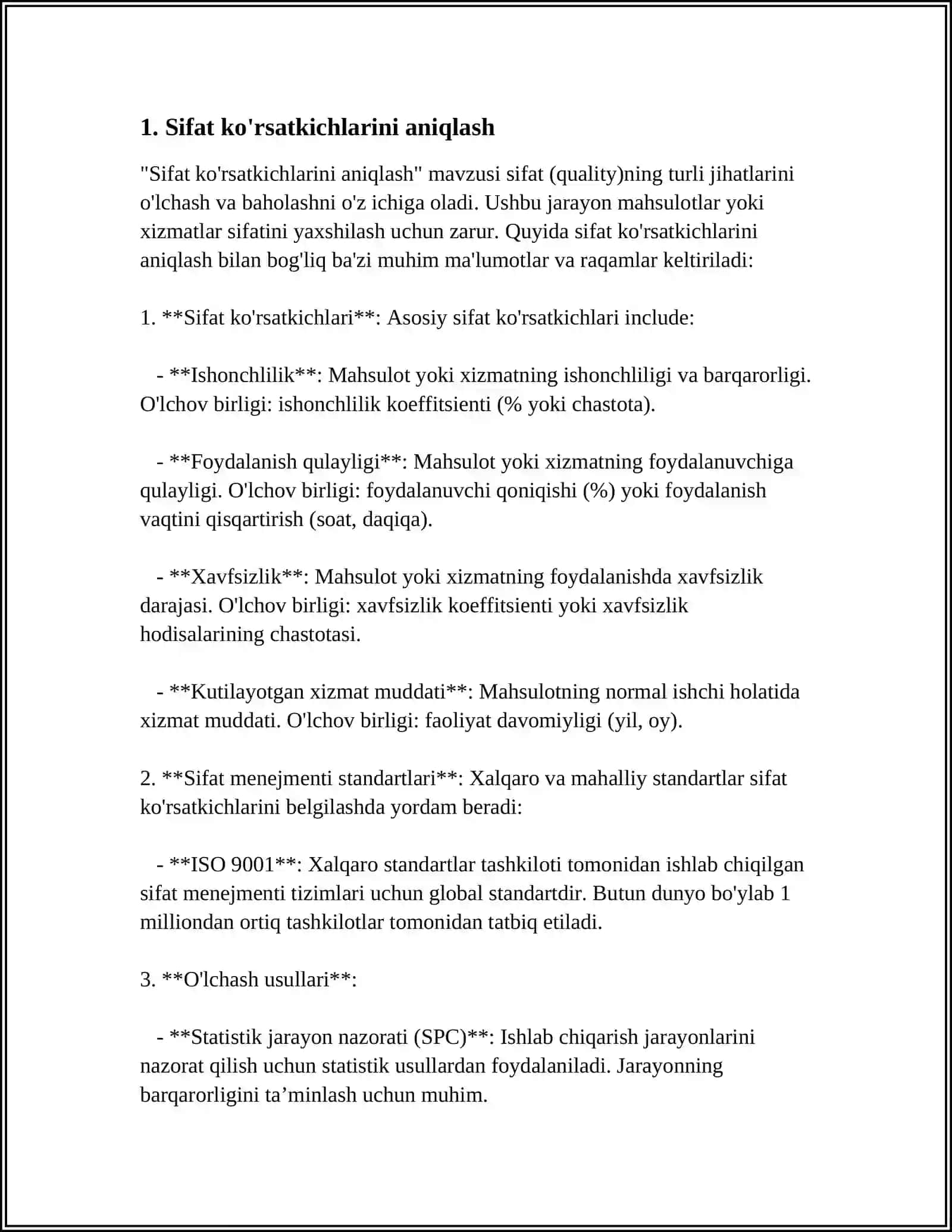 EKSPERT USULI YORDAMIDA SIFAT KO’RSATKICHLARINI TANLASH VA BAHOLASH 3