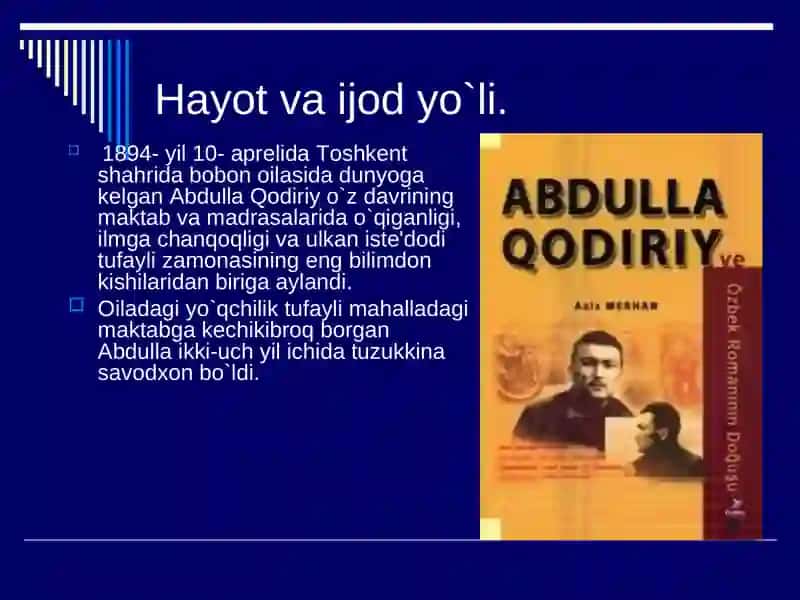 Abdulla Qodiriyning Hayot va ijod yo`li 3