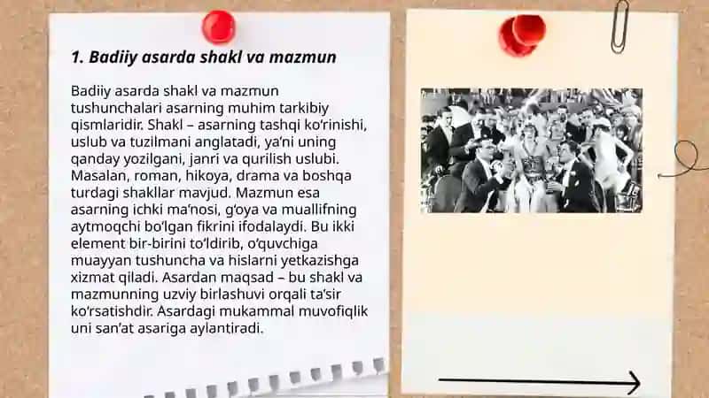 Badiiy asarda shakl va mazmun 3