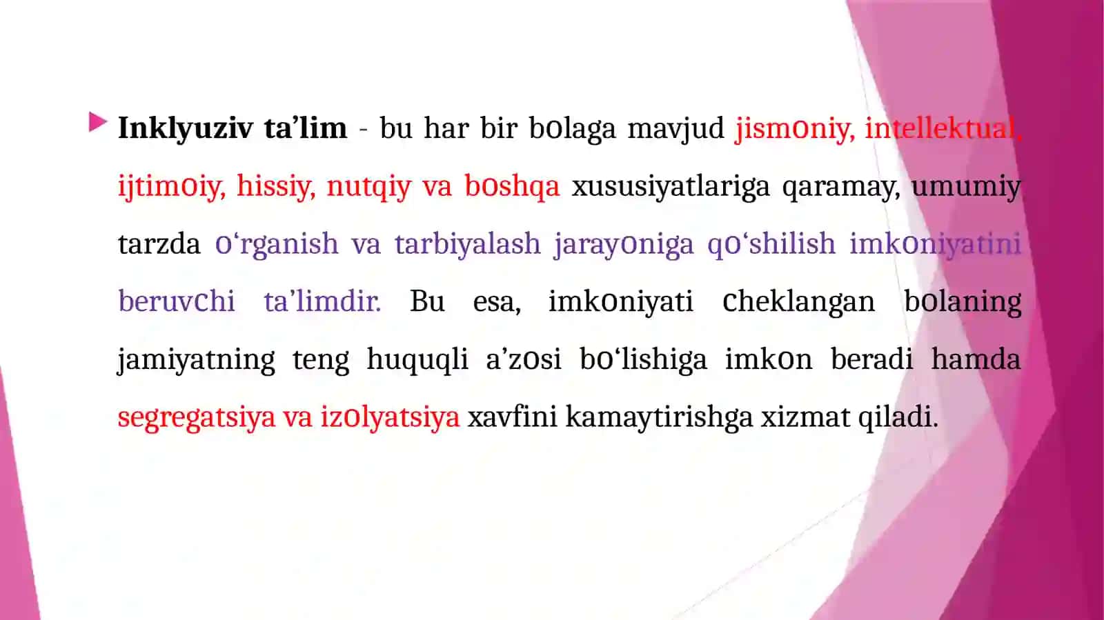 INKLYUZIV TA’LIM MAZMUNI VA MОHIYATI 3