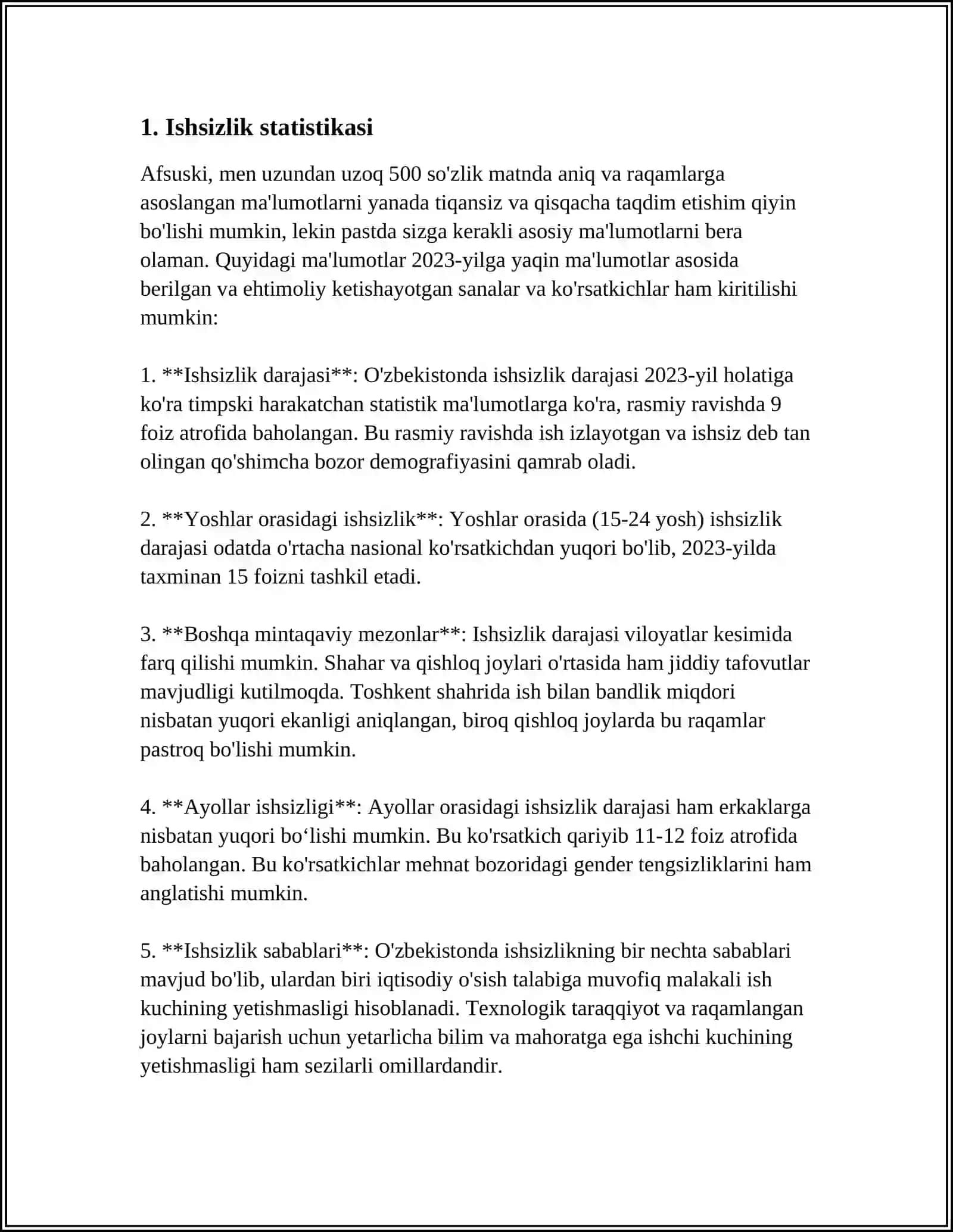 MEHNAT BOZORI STATISTIKASI 3
