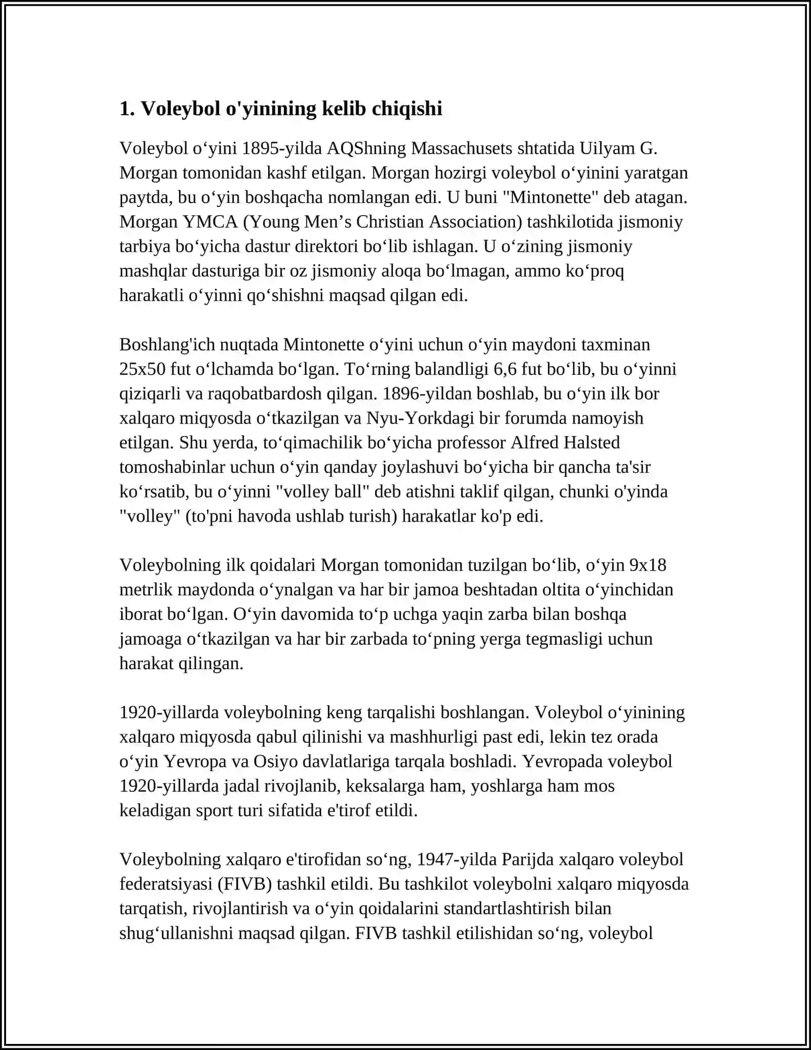 VOLEYBOL O'YININING RIVOJLANISH TARIXI 3