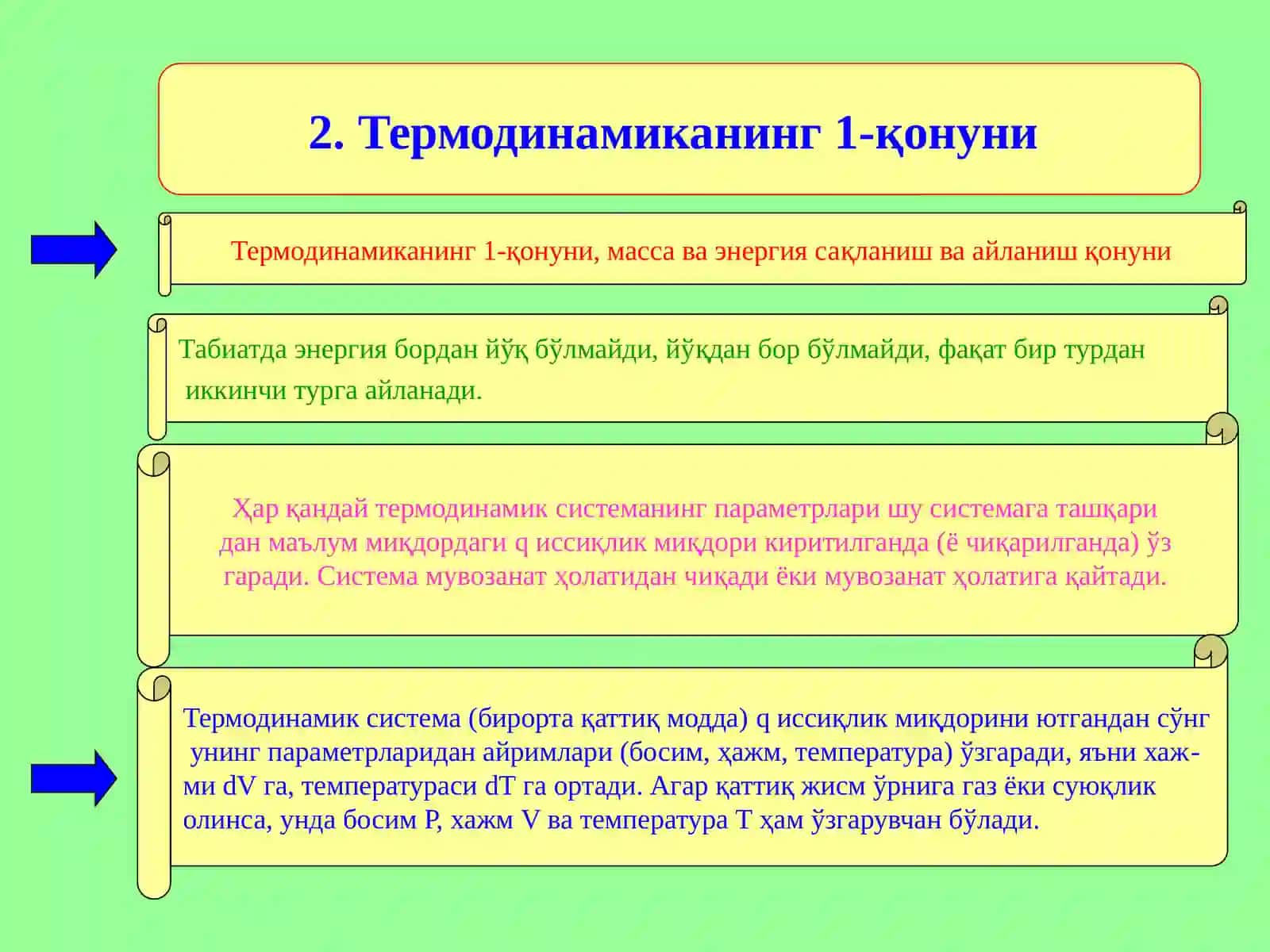 ТермодинамиканингI-қонуни. Идеал ва реал газ қонунлари 3