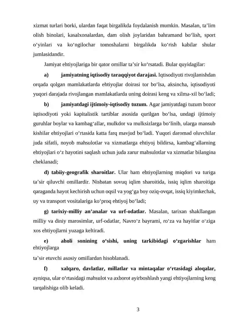Ehtiyojlarning o'sib borish qonuni 3